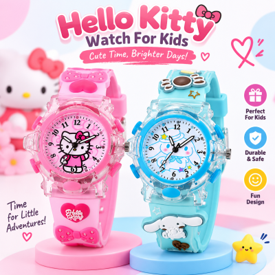 Hello Kitty Kids Analog Watch – Cute Cartoon Theme Wristwatch with Clear 1-12 Numbers, Acrylic Glass, Safe ABS Case, Educational Time-Learning & Perfect Birthday Gift for Children